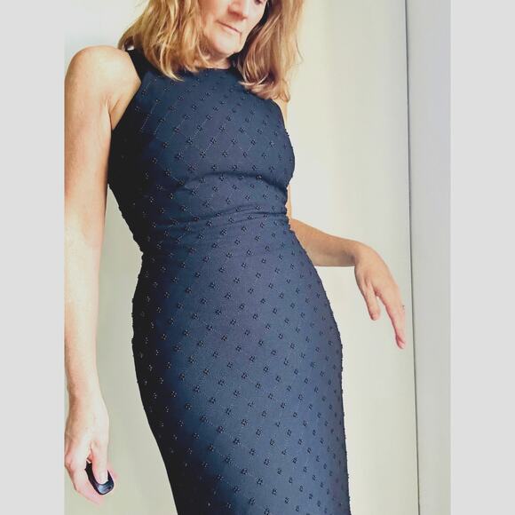 BELLE Badgley Mischka Black Formal Gown Beaded Size 0 Black Tie Party Prom - Picture 9 of 12